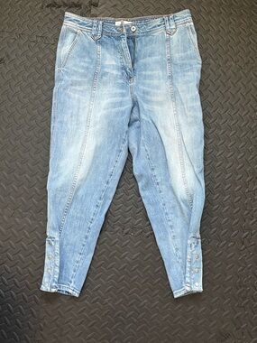 Something Navy Light Blue Ankle Button-Tab Jeans